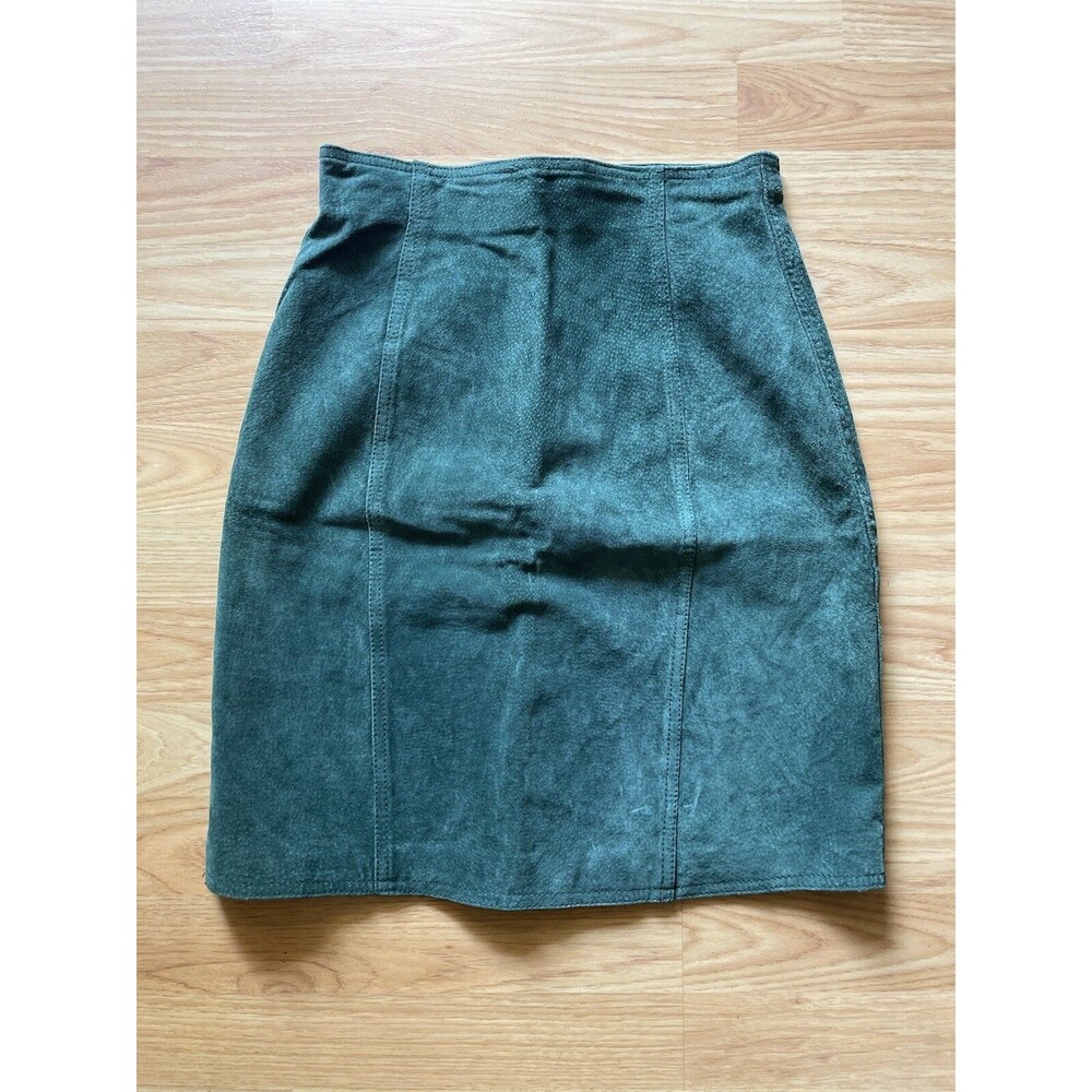 Vintage '90s OnCall Women's Emerald Suede Pencil Straight Skirt 9